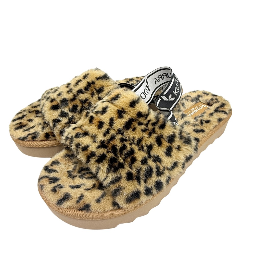 Koolaburra by UGG Fuzzy Leopard Slide Slippers Women's US 9 Faux Fur 1124415
